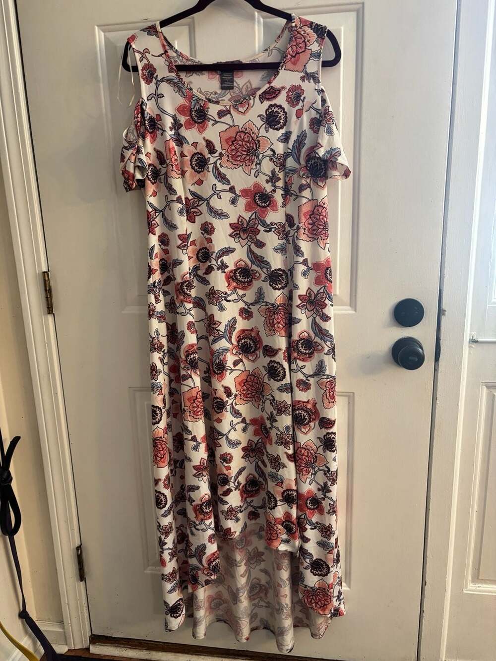 Kate & Mallory Floral Print Cold Shoulder High-Low Maxi Dress